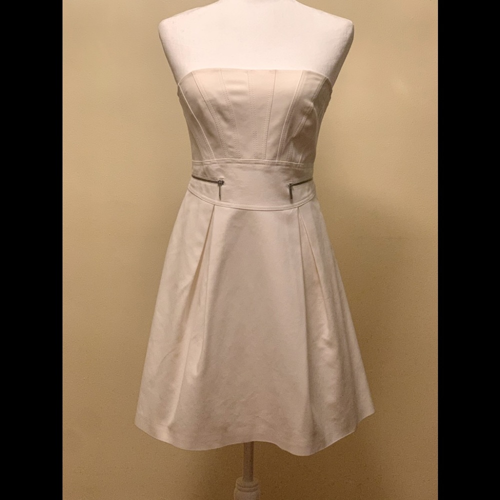 Karen Millen strapless Aline off white dress